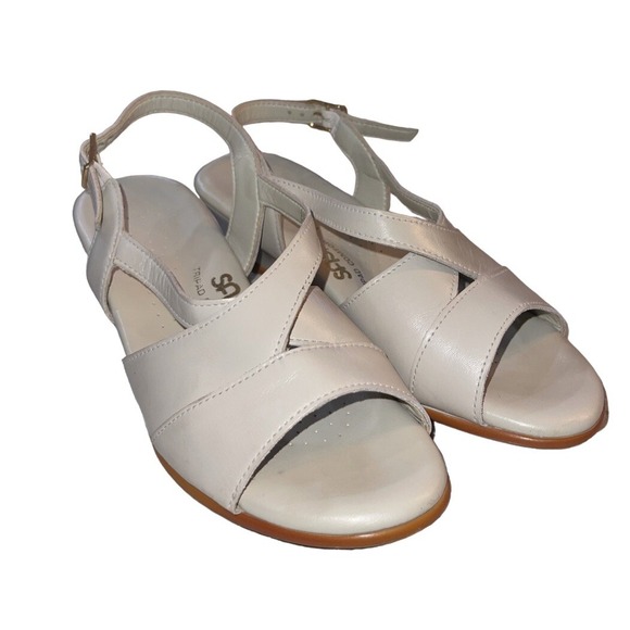 SAS Shoes - SAS Leather Adjustable Strap Comfort Sandals Shoes Women's Sz 6.5W Cream Ivory
